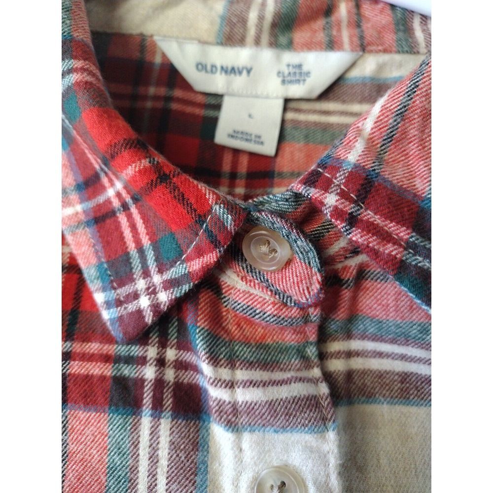 Old Navy The Classic Shirt Woman's L Red Plaid Button Up Western Autumn‎ Rodeo - Picture 3 of 7